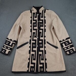 Native Santa Fe Jacket Coat Mens Medium Beige Wool Tribal Western Patterned